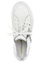 Waldläufer Schnürschuh aus interessantem Materialmix WEISS-ALTSILBER