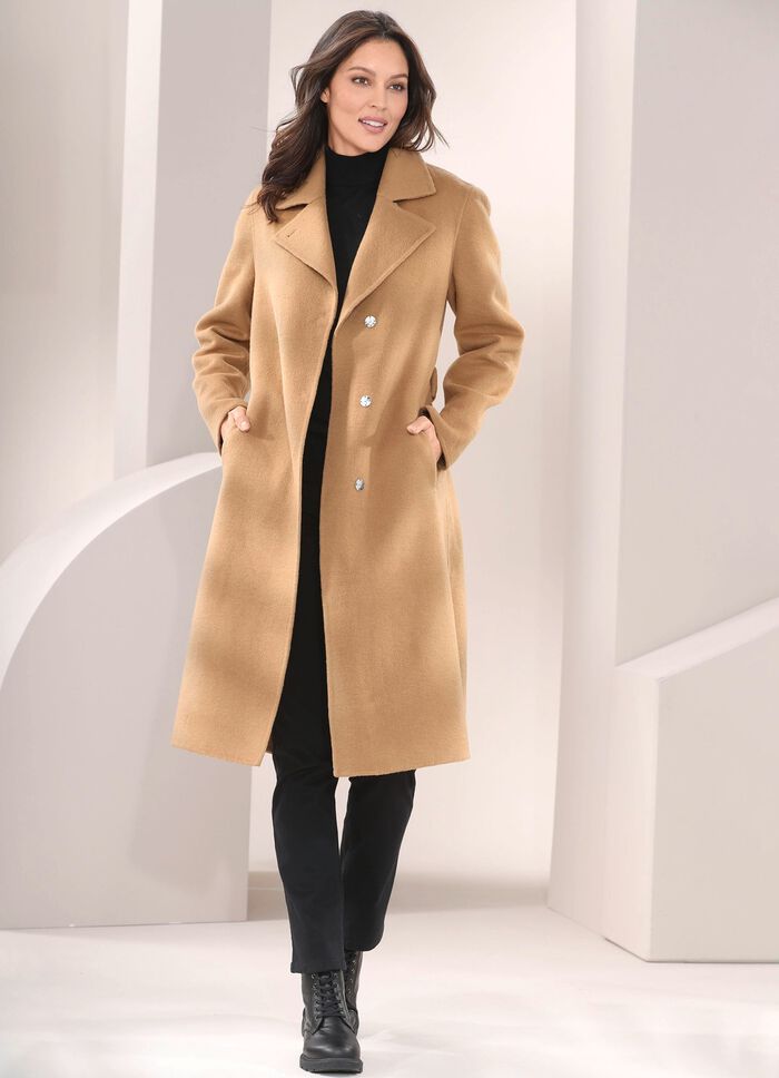 Mantel mit Gürtel und verdeckter Druckerleiste 