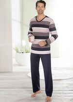 Schlafanzug mit V-Ausschnitt und offenen Abschlüssen 