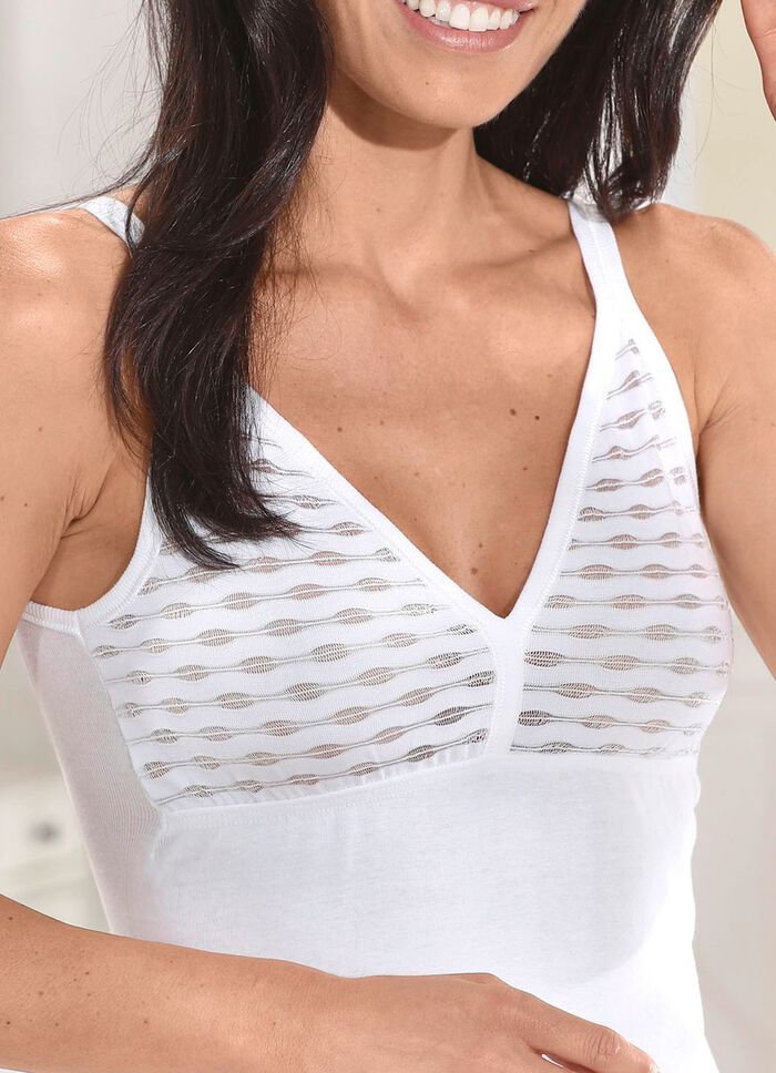 Zweierpack BH-Hemden mit dezent gl&auml;nzendem Ajourdessin 