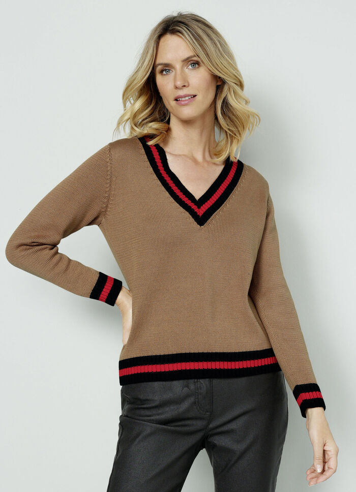 Pullover mit Kontrastringeln 
