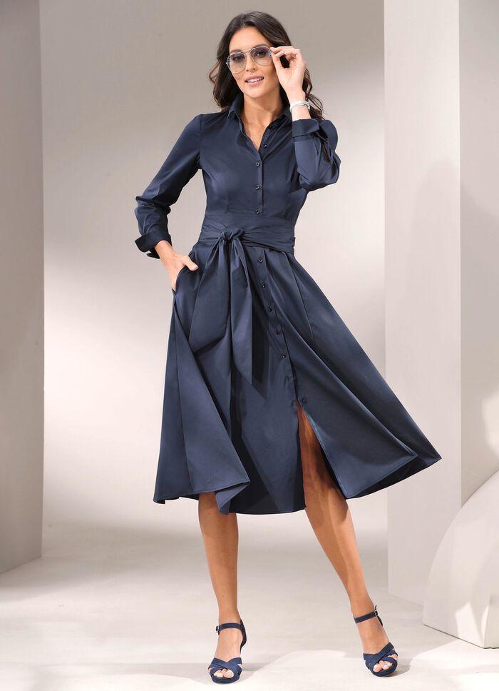 Hemdblusenkleid mit breitem Bindeg&uuml;rtel 