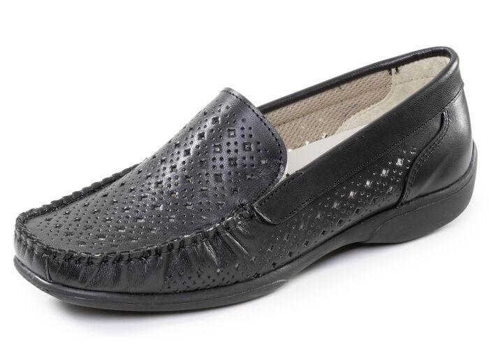 ELENA EDEN, sommerliche Damen-Slipper, Weite H, mit herausnehmbarem Fußbett SCHWARZ