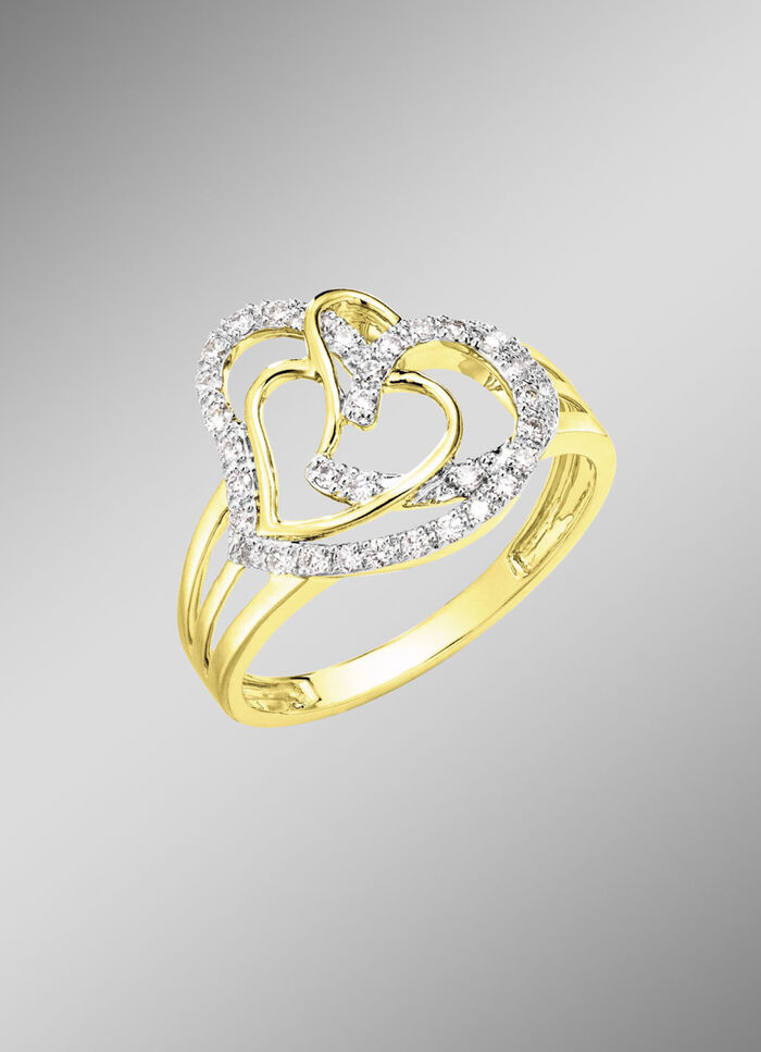 Herz-Damenring mit 68 Diamanten 
