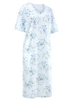 Nachthemd, Kurzarm mit V-Ausschnitt HELLBLAU-BUNT