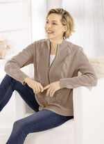 Strickjacke mit nachhaltig recycelter Baumwolle TAUPE