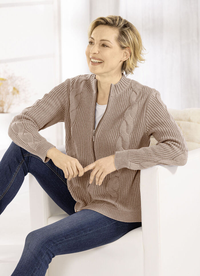 Strickjacke mit nachhaltig recycelter Baumwolle TAUPE