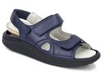 Waldläufer, bequeme Damen-Sandalen, Weite H, mit herausnehmbarem Fußbett STAHLBLAU