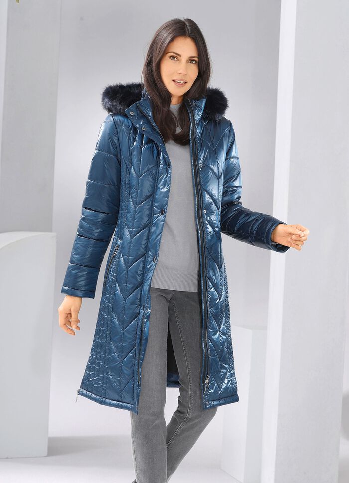 Mantel mit figurfreundlicher Längssteppung AZURBLAU