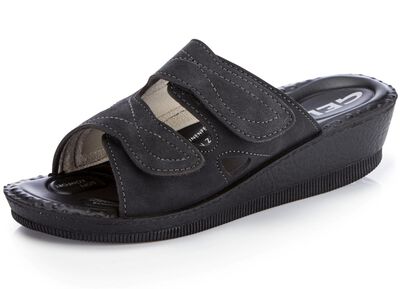 Klassische Damen-Pantoletten, Weite H, mit elastischem Material 