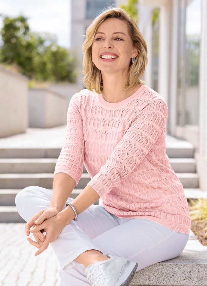 Pullover in zartem Mustermix ROSÉ