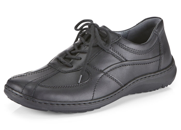 Waldläufer, bequeme Herren-Schnürschuhe, Weite H, mit herausnehmbarem Fußbett SCHWARZ