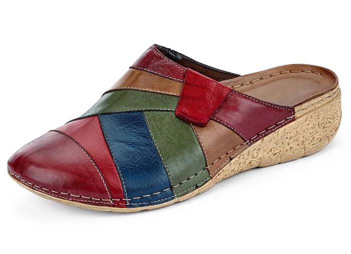 Gemini, klassische Damen-Clogs, Weite G, mit Gummizug BORDEAUX-MULTICOLOR