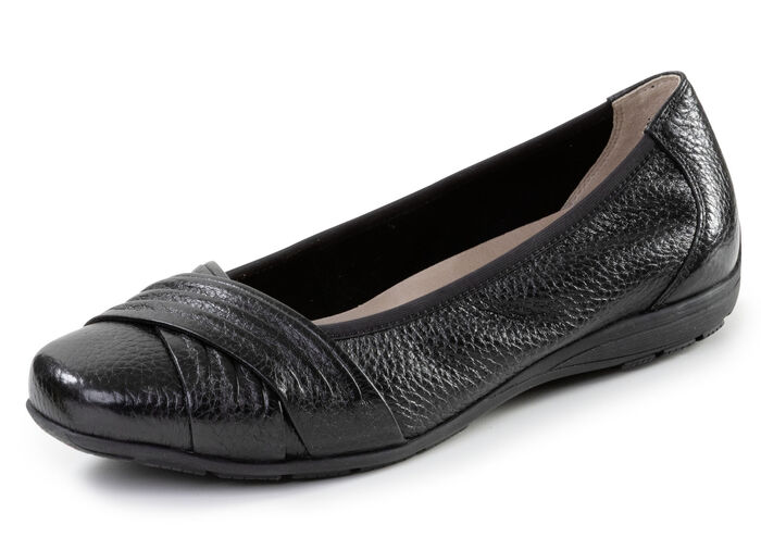 ELENA EDEN, elegante Damen-Ballerinas, Weite G, mit herausnehmbarem Fu&szlig;bett SCHWARZ