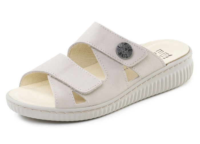 ELENA EDEN, bequeme Damen-Pantoletten, Weite H, mit herausnehmbarem Fu&szlig;bett BEIGE