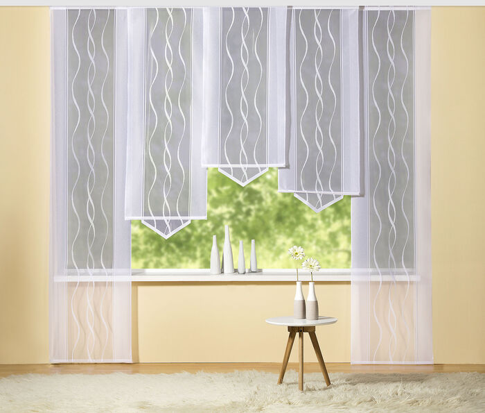 Schiebegardine mit dezentem Wellen-Dessin WEISS