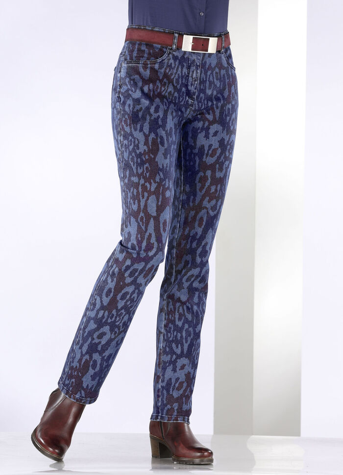 Jeans mit angesagter Tierfelldessinierung 