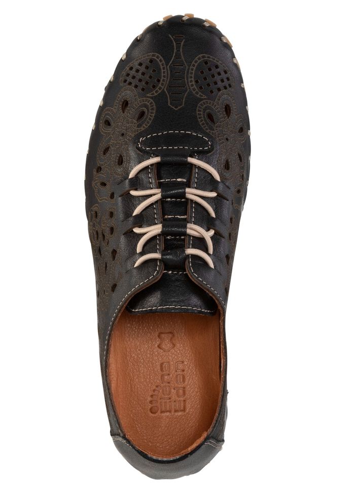 ELENA EDEN Slipper aus weichem Nappaleder mit Pr&auml;gung SCHWARZ