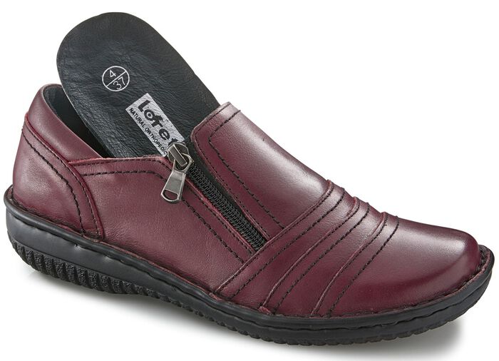 ELENA EDEN, bequeme Damen-Slipper, Weite G, mit herausnehmbarem Fu&szlig;bett BURGUND