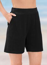 Shorts aus Frottierstretch SCHWARZ