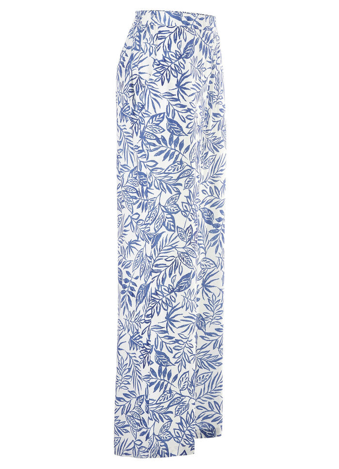 Hose in modischer Weite ECRU-BLAU