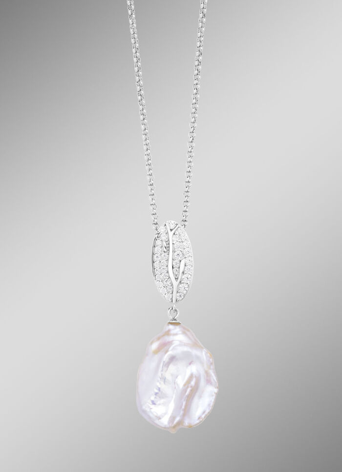 Anh&auml;nger mit Keshi-Perlen und synth. Zirkonia 