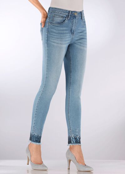 Edel-Jeans mit Fransensaum 