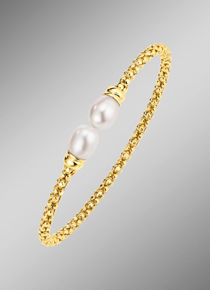 Vergoldeter Armreif mit S&uuml;&szlig;wasser-Zuchtperlen 