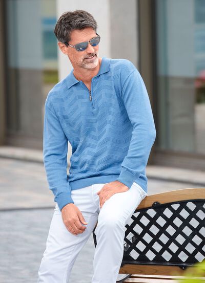 Klassischer Polopullover mit Strukturdessin 
