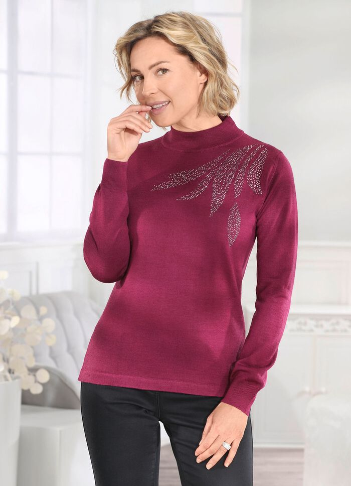 Pullover mit Plättchenzier und mit Schurwolle BORDEAUX