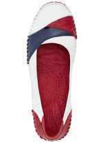 Gemini, klassische Damen-Slipper, Weite G, mit herausnehmbarem Fußbett WEISS-ROT-MARINE