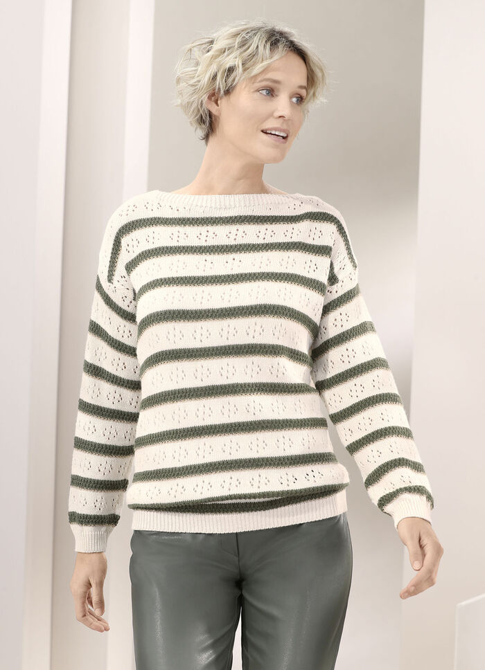 Pullover mit Glitzerakzenten ECRU-OLIV-BEIGE