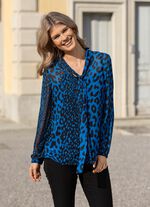 Bluse mit Schluppe zum Binden in 2 Farben BLAU-SCHWARZ