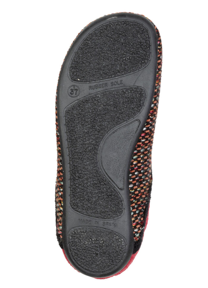 Laurina, klassische Damen-Hausschuhe, mit herausnehmbarem Fußbett SCHWARZ-ROT-BUNT