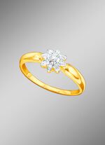 Damenring mit Brillant und Diamanten 