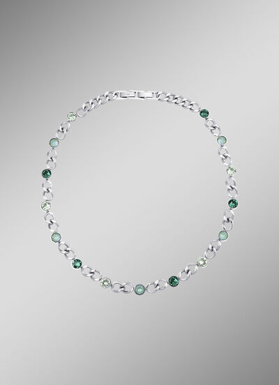 Halskette mit grünen Kristallen 