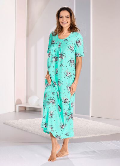 Nachthemd, kn&ouml;chellang mit kurzen &Auml;rmeln 