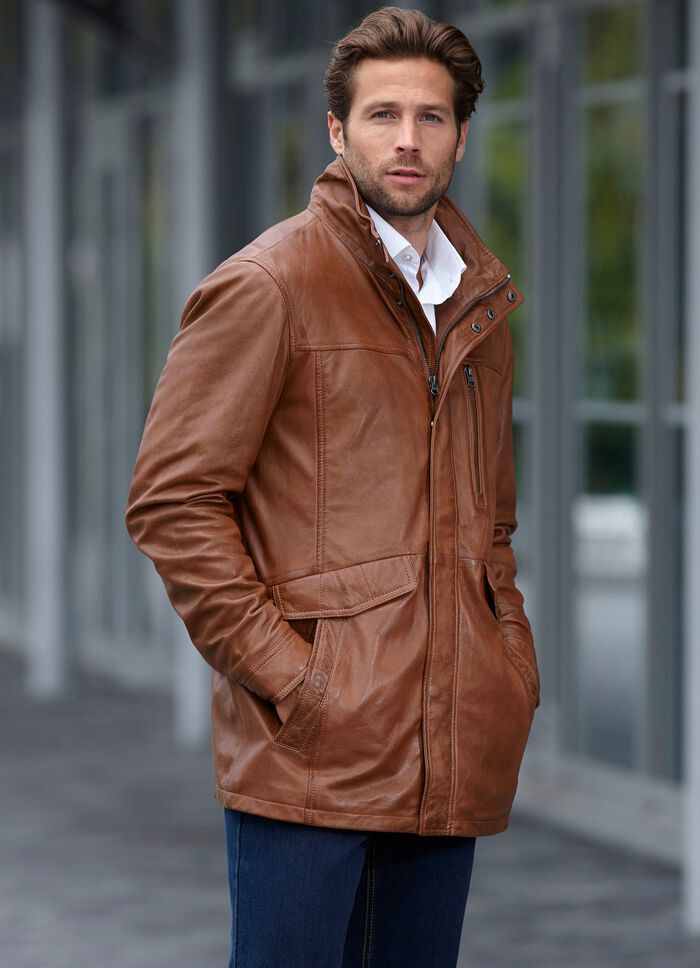 Lederjacke mit Doppeltaschen 