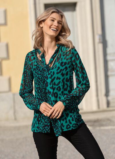 Bluse mit Schluppe zum Binden in 2 Farben 