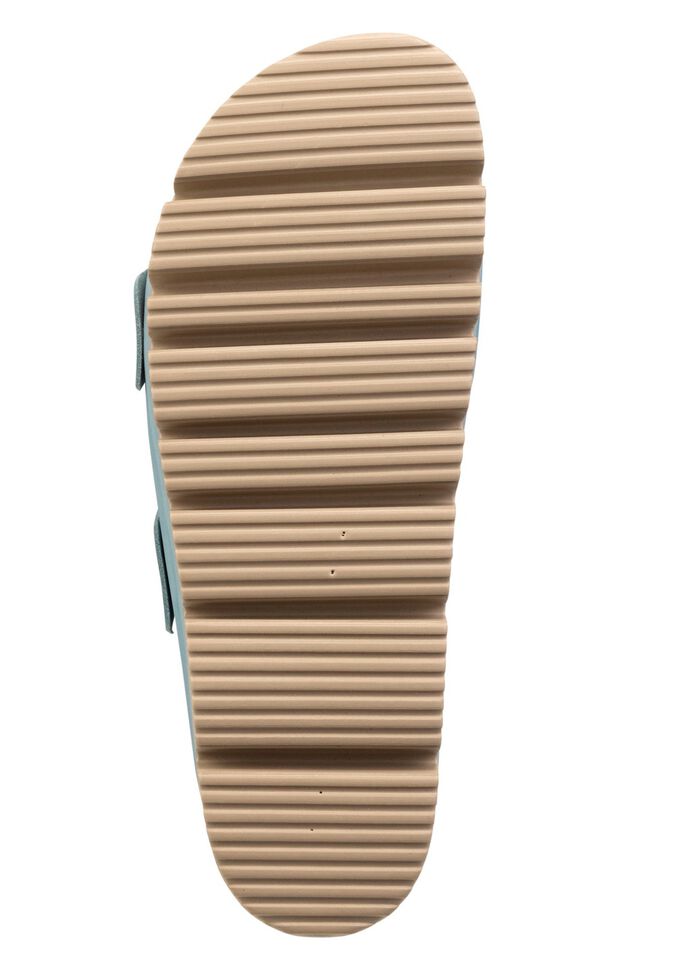 ELENA EDEN, bequeme Damen-Pantoletten, Weite H, mit Klettspange HELLBLAU