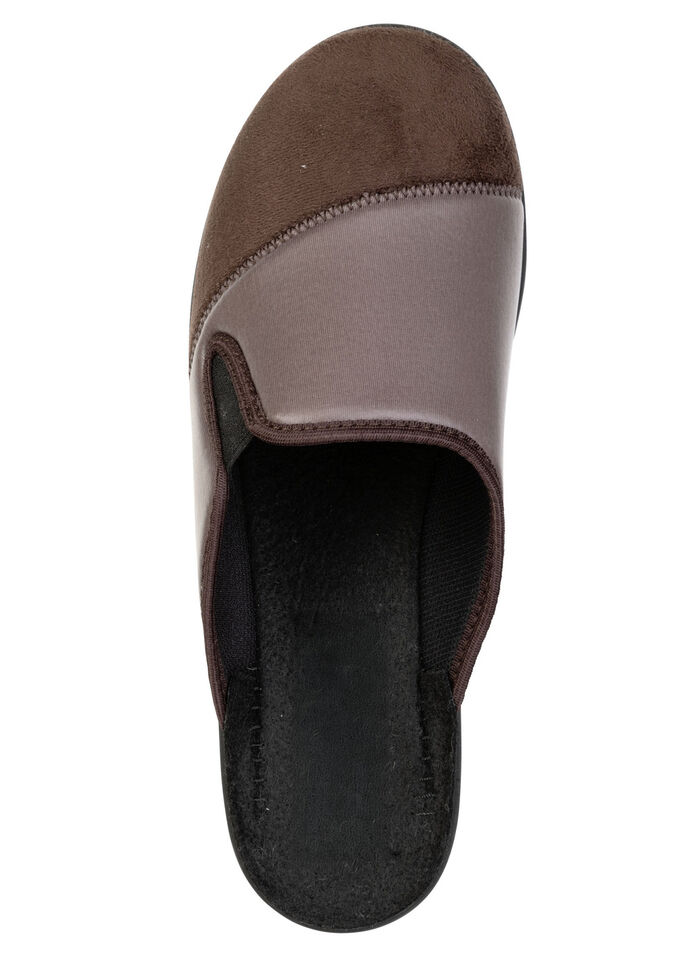 Bequeme Herren-Hausschuhe, Weite H, mit Gummizug BRAUN