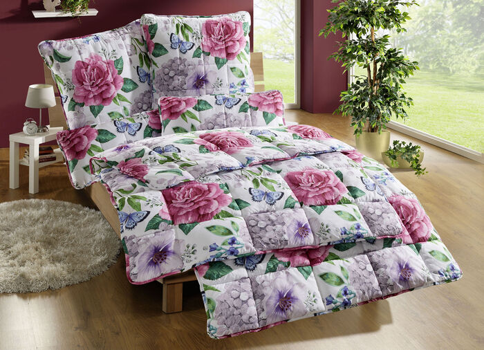 Bettwaren-Set Hortensien-Dessin, 2-teilig CREME