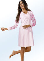 Zweierpack Nachthemden mit Knopfleiste und Bündchenabschlüssen 1X BLEU-BUNT, 1X ROSÉ-BUNT