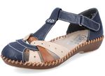 Rieker, leichte Damen-Sandalen, Weite G, mit Klettverschluss MARINE-BEIGE-COGNAC