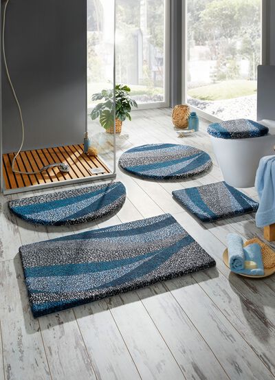 Badvorleger mit aufwendig bedrucktem Mosaik-Wellendessin 