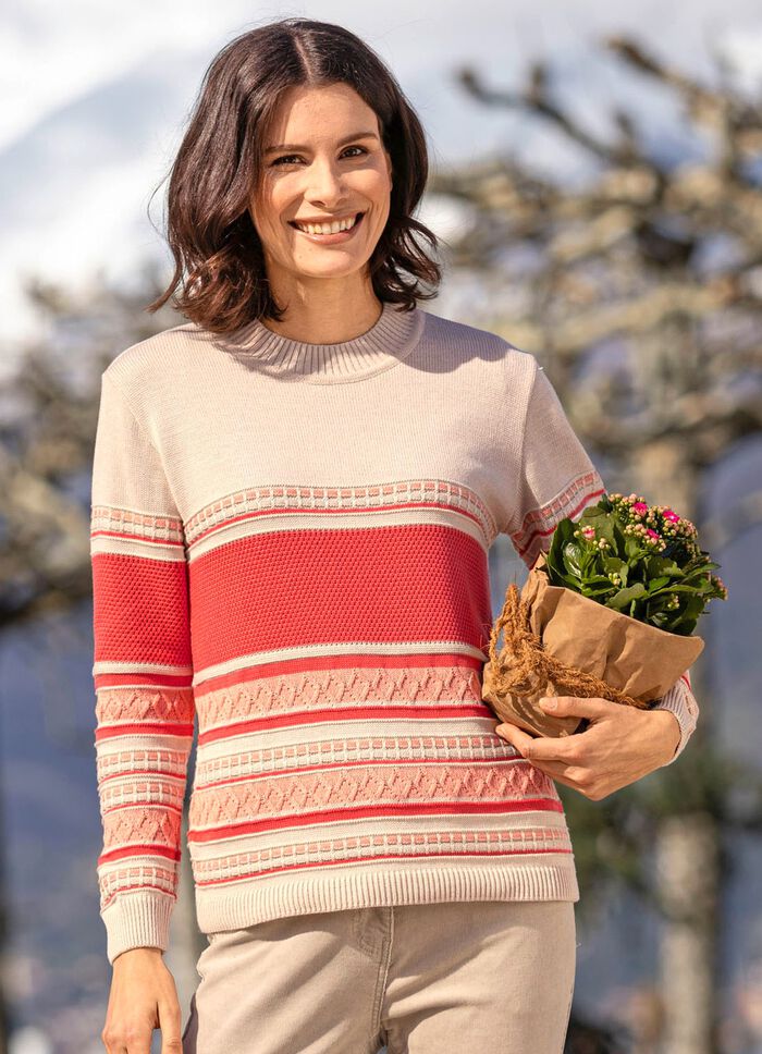 Pullover mit Ringeldessin SAND-LACHS