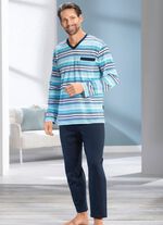 Zweierpack Schlafanz&uuml;ge mit V-Ausschnitt und offenen Abschl&uuml;ssen 