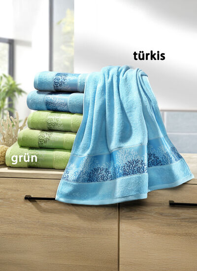 Weiche Frottier-Serie mit hochwertiger Jacquard-Bordüre  Weiche Frottier-Serie mit hochwertiger Jacquard-Bordüre