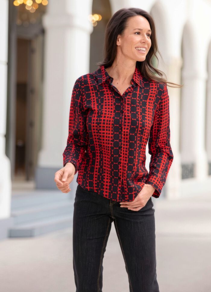 Bluse mit Hemdkragen 