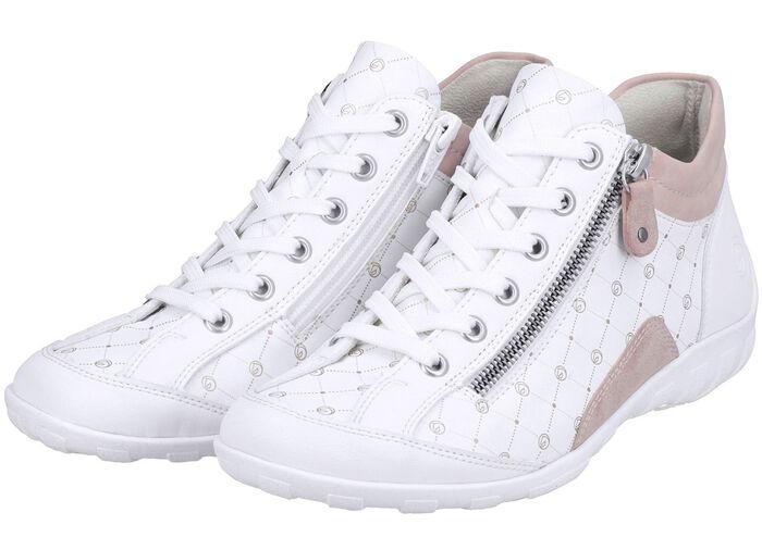 Remonte Schn&uuml;r-Bootie aus bedrucktem und metallisch schimmerndem Synthetikmaterial 